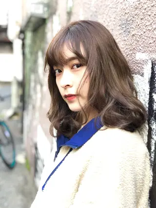 ミディアム カラー パーマ 松尾謙佑【ハイライト LEDエクステ】のヘアスタイル