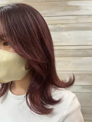 ミディアム カラー 小顔カット/ 韓国レイヤー/真結のヘアスタイル