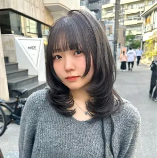 ミディアム カラー 韓国系レイヤー特化 hiroのヘアスタイル