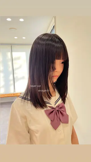 セミロング 艶髪☆顔周りカット /秋田 遥華のヘアスタイル