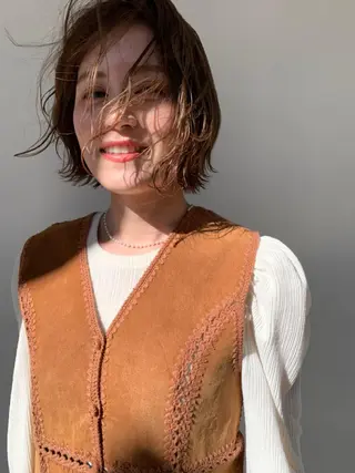 ミディアム パーマ カラー CEINE PATHのヘアスタイル