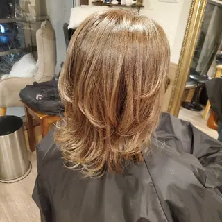 ミディアム パーマ カラー spa hair  ark 富井直美のヘアスタイル