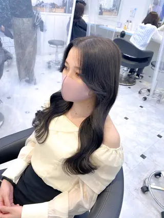 セミロング カラー ヘアアレンジ 💖韓国ヘアの匠 💖TAKUMI💖のヘアスタイル