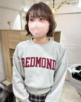 ショート カラー パーマ 銀座No.1髪質改善 縮毛矯正/本木のヘアスタイル