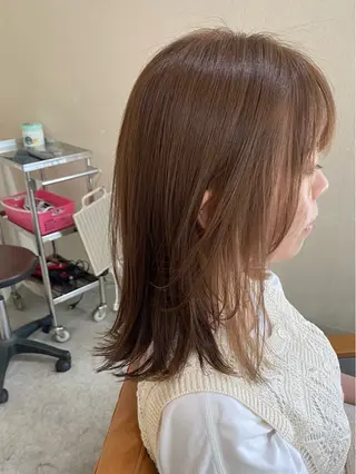 ミディアム カラー 酸性ストレート/ブリ ーチなしWカラー河本のヘアスタイル