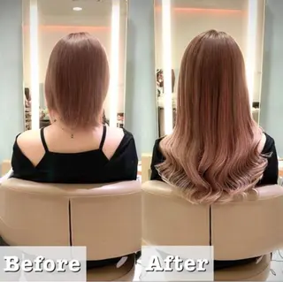 セミロング カラー ✨️韓国風カラー✨️ 最高級エクステ✨️のヘアスタイル
