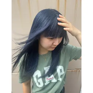 ロング ハイトーン/ ダブルカラー/透明感のヘアスタイル