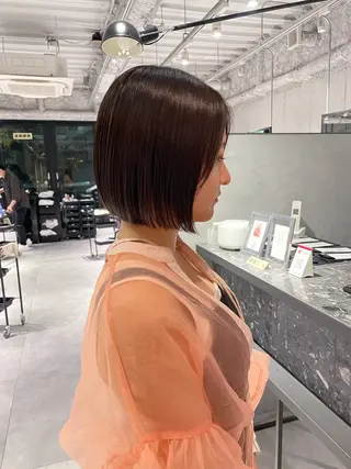 ショート 美髪矯正/艶カラー ボブ/栄/鐘ヶ江純也のヘアスタイル