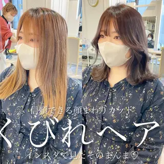 ミディアム カラー 韓国レイヤーカット/ ダブルカラーのヘアスタイル