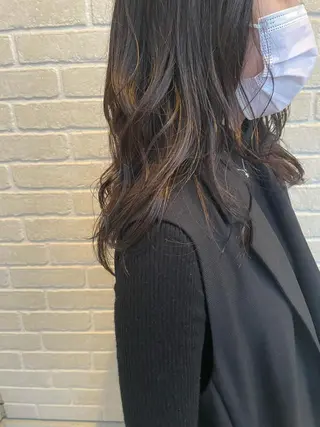 セミロング 梅田/赤み消しカラー /顔まわりcut🤍のヘアスタイル