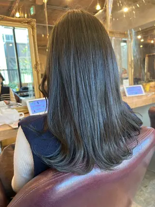 セミロング アレンジ/新宿 透明感カラー/ヤノのヘアスタイル