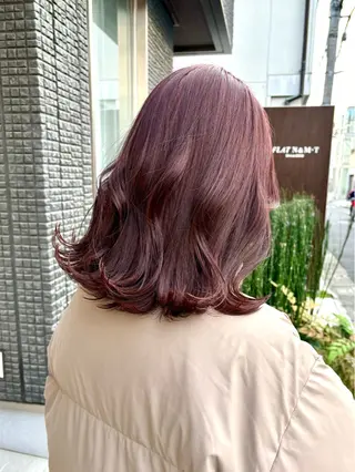 ミディアム カラー ヘアアレンジ パーマ/暖色/ボブ イワタテ🇰🇷のヘアスタイル