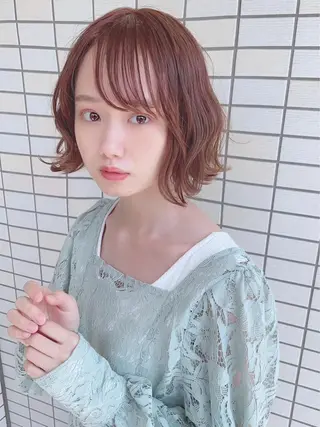 セミロング カラー パーマ ヘアアレンジ 【公式】amble luxe池袋東口🩷のヘアスタイル