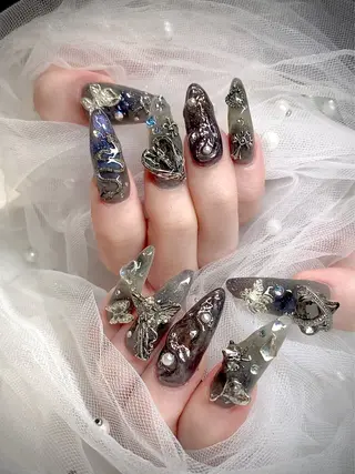 ネイル I-nailロング /ワンホン/キラキラのネイルデザイン