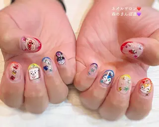 ネイル ショートネイル 森のさんぽ道のネイルデザイン