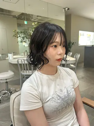 ミディアム パーマ 🍒透明感カラー mutsuki🍒のヘアスタイル