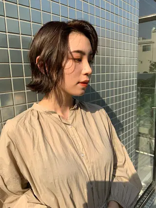 ショート カラー パーマ ヘアアレンジ メンズ キッズ ネイル マツエク・マツパ mana 暖色カラーカットのヘアスタイル
