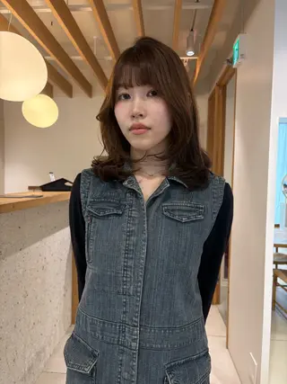 ミディアム 似合わせカットカラー りおなのヘアスタイル