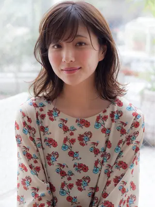 ミディアム カラー パーマ ヘアアレンジ 髪質改善/韓国風 レイヤー/田村祐樹のヘアスタイル
