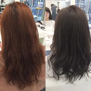 ミディアム セミロング ロング カラー パーマ 内藤 達也のヘアスタイル