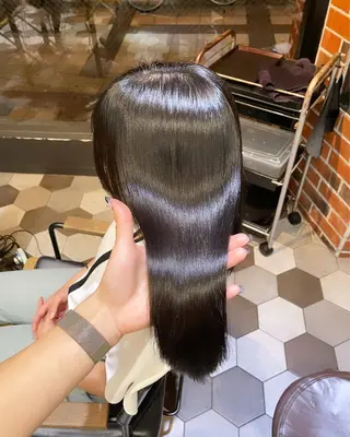 セミロング カラー ヘアアレンジ 酸性縮毛矯正🧴韓国 レイヤー/髪質改善のヘアスタイル