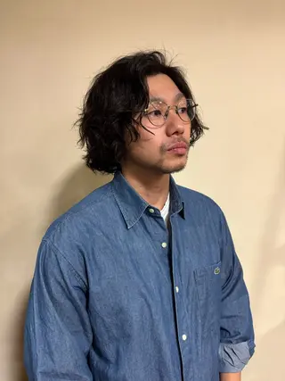 ミディアム パーマ メンズ 浅岡 昭汰のヘアスタイル