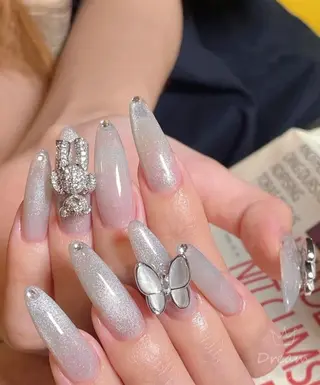 ネイル セミロング フィルイン・深爪矯正 長さ出し🎀のネイルデザイン
