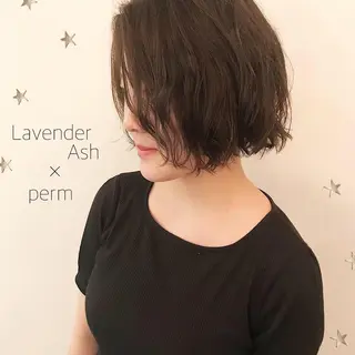 ミディアム カラー パーマ 市川 千夏のヘアスタイル