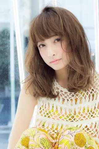ミディアム セミロング カラー パーマ 内藤 達也のヘアスタイル