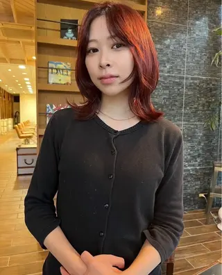 ミディアム カラー 村上 輝のヘアスタイル