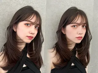 セミロング カラー 山崎/ボブ縮毛矯正 レイヤー髪質改善のヘアスタイル