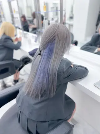 セミロング カラー ウルフ&レイヤー特化 まとまる美髪矯正のヘアスタイル