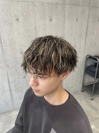 ショート カラー メンズ メンズハイライト /バレイヤージュ比嘉のヘアスタイル