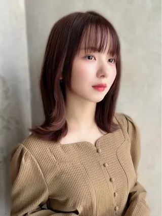 ミディアム カラー パーマ 新宿✨顔周りカット 韓国ヘア/坂本亜裟海のヘアスタイル