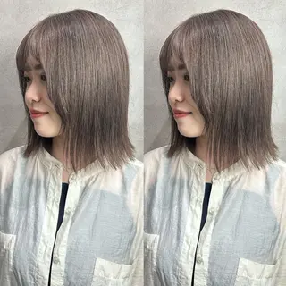 ミディアム カラー Rin♡透明感ピンク 🎀白肌ラベンダーのヘアスタイル