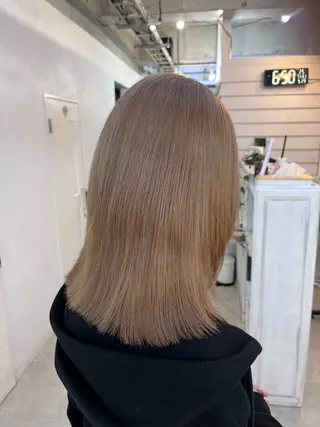 ミディアム カラー ブリーチ有無Wカラー メンズパーマ大成のヘアスタイル