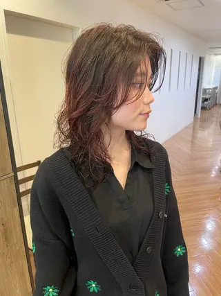 セミロング カラー パーマ デュファブル　高橋 慶一のヘアスタイル