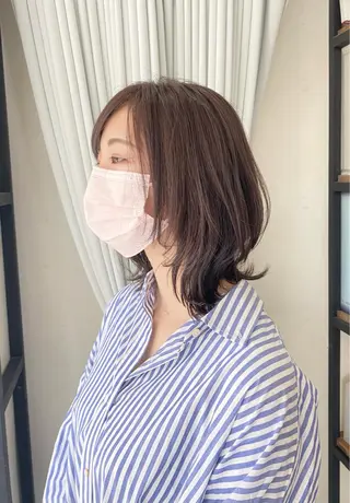 ミディアム カラー ショート 縮毛矯正 レイヤー🌿FUKUのヘアスタイル