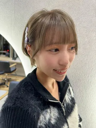 ショート カラー 透明感カラー ボブ ミディアム 齊木勇人のヘアスタイル