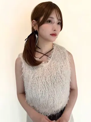 セミロング ヘアアレンジ 似合わせスタイル 透明感/Senriのヘアスタイル