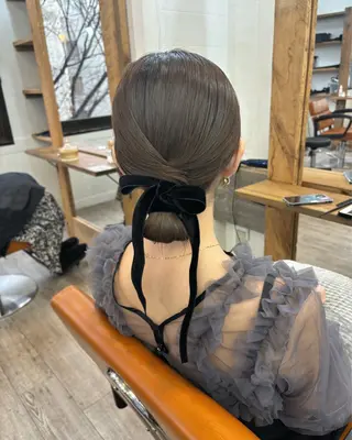 セミロング ヘアアレンジ 広島/ヘアセット /ベージュ/わかなのヘアスタイル