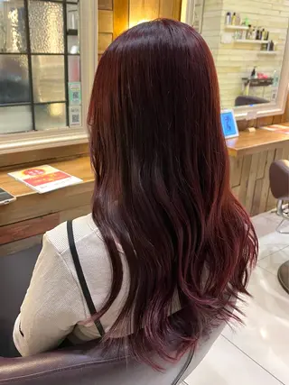 ロング カラー らいむ/レイヤー/ /イヤリングカラーのヘアスタイル