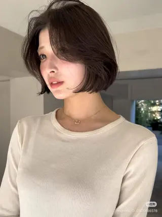 ミディアム コテ巻き風パーマ SHONOのヘアスタイル