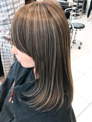 ミディアム カラー クロスパーマ松永裕久 似合わせカットのヘアスタイル