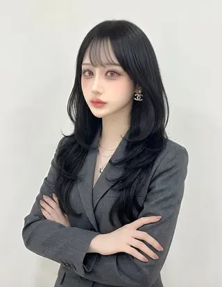 ロング カラー レイヤー/髪質改善 /透け感カラー/艶髪のヘアスタイル