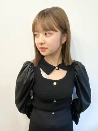 ミディアム カラー パーマ ヘアアレンジ メンズ キッズ ネイル マツエク・マツパ アイブロウ 韓国風×透明感カラー 髪質改善オタベシンヤのヘアスタイル