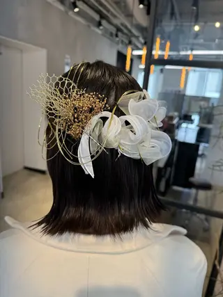 ミディアム ヘアアレンジ 透明感カラー✨艶髪 制作🌱山根あゆみのヘアスタイル
