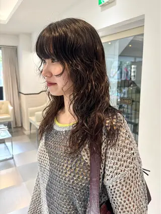 ロング パーマ デジタルパーマ 🌀ボブ　萩原　龍のヘアスタイル