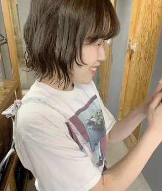 カラー ミディアム パーマ CEINE PATHのヘアスタイル
