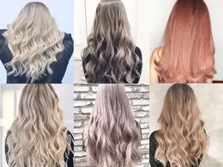 ロング カラー パーマ ヘアアレンジ チビ編み込みエクステ シールEXどぅ〜すのヘアスタイル